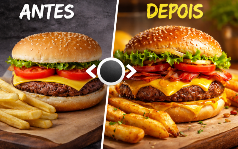 hambúrguer Antes e Depois